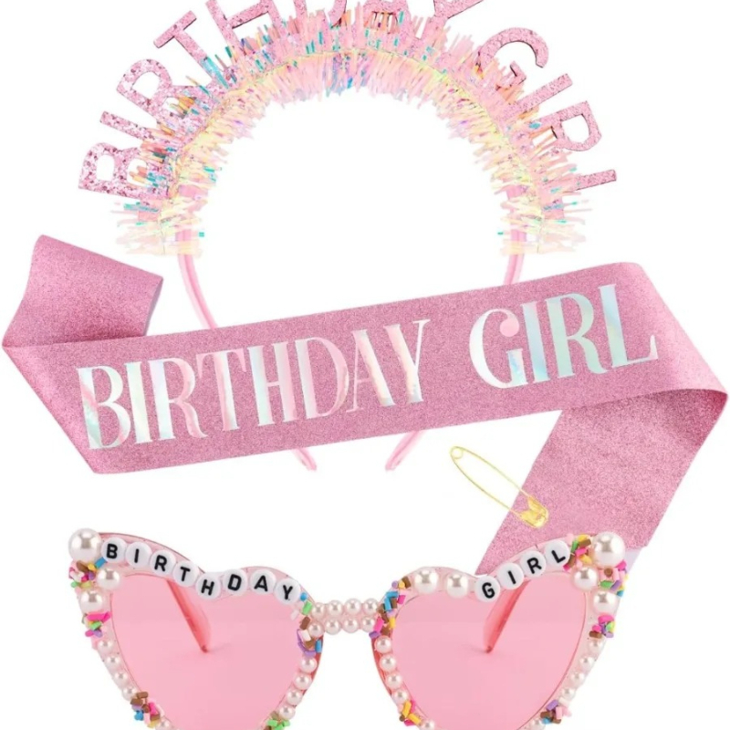 Birthday Sash Glitter - Diadema con Lentejuelas para Cumpleaños, Tiara,