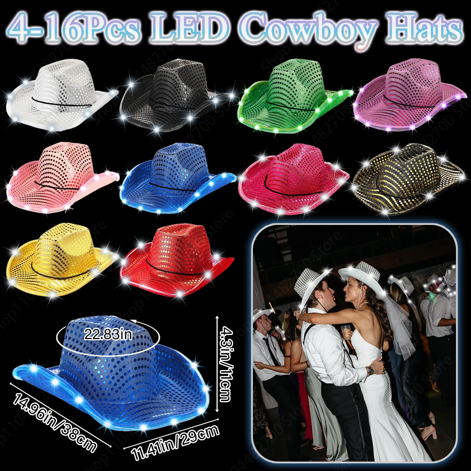 Party Hat Cone - Paquete de 4/6/8/10/12/16 Sombreros de Vaquero