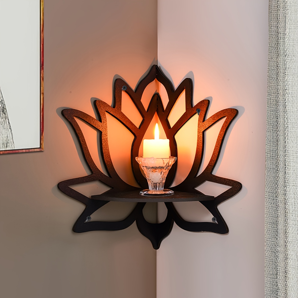 Flower Wall Panel - Estante Flotante de Esquina Lotus, Estante